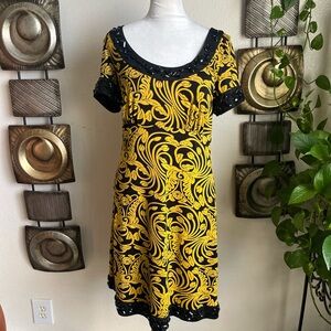 INC International Concepts Black and Yellow Swirl Dress
